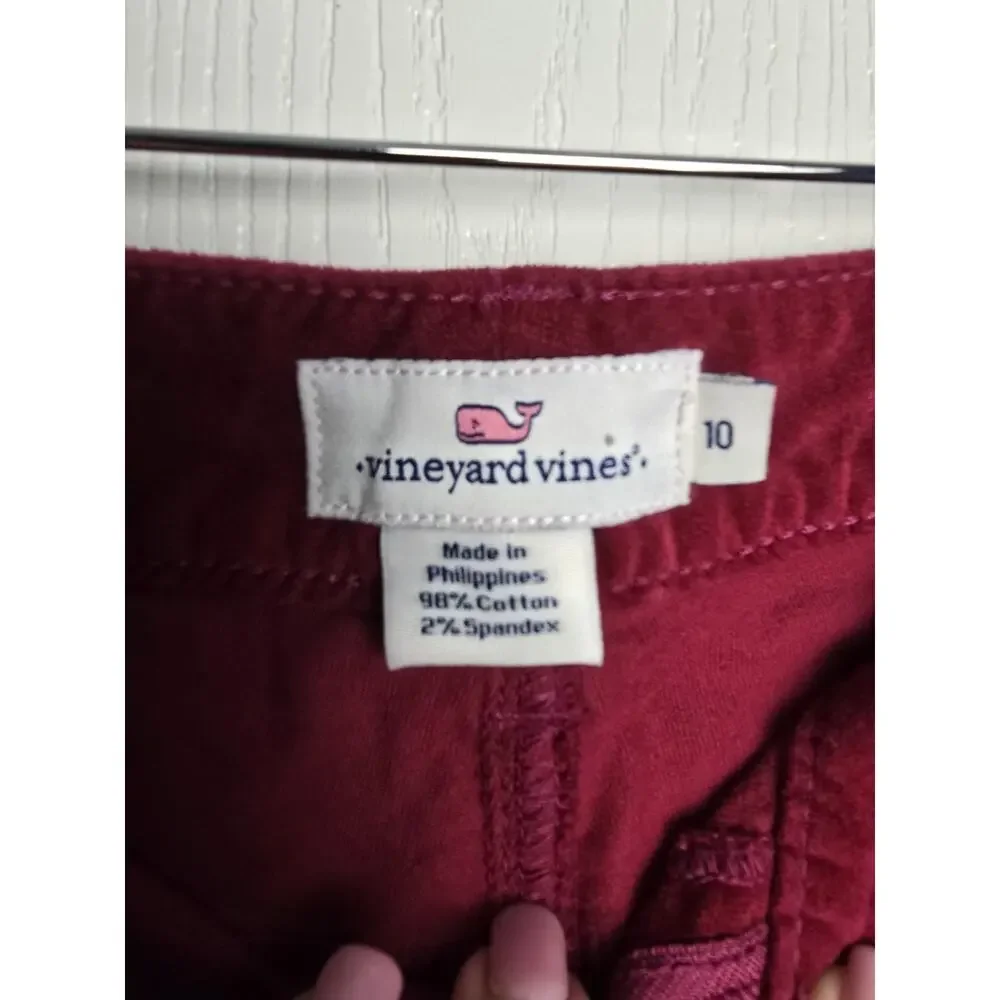 Vineyard Vines Velvet High Rise Pants Cotton Blend Stretch Soft 10x27 - Picture 2 of 3